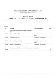 First page of the Merefield FY2025 minute book